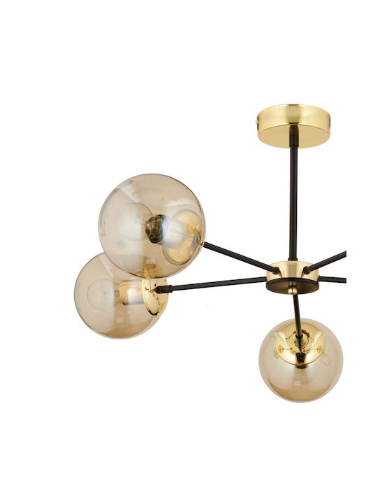 ArteLibre Nid Pendant Chandelier Ball for 5 Bulbs E27 Gold