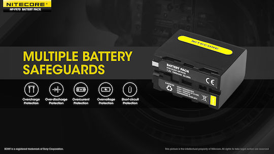 NiteCore Μπαταρия за фотоапарат NP-F970 Литиево-йонни (Li-Ion) 7800mAh Съвместима с Sony