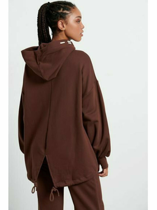 BodyTalk Women's Long Hooded Cardigan Brown