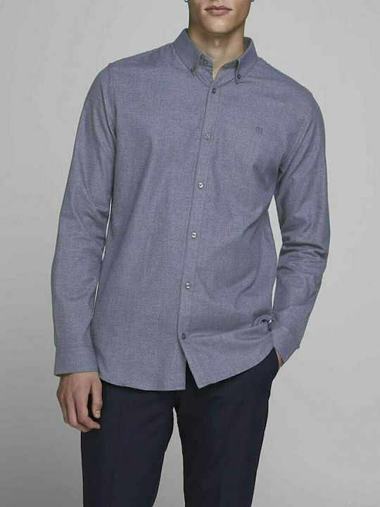 Jack & Jones Men's Shirt Long Sleeve Cotton Blue