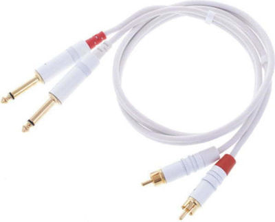 Cordial Audio Cable 2x 6.3mm male - 2x RCA male 0.9m (CFU 0.9 PC-SNOW)