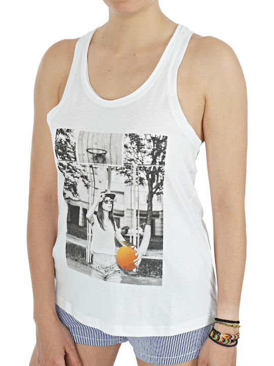 Only Women's Athletic Blouse Sleeveless White/Orange