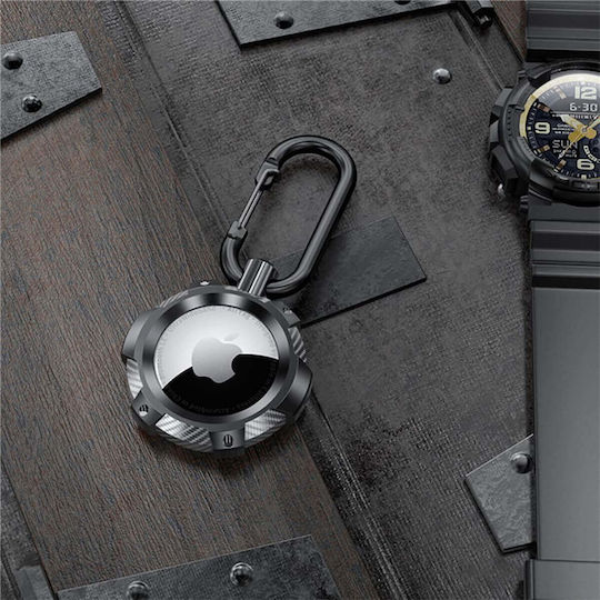 Tech-Protect Carbon Schlüsselbund-Etui Silikon für AirTag in Schwarz Farbe