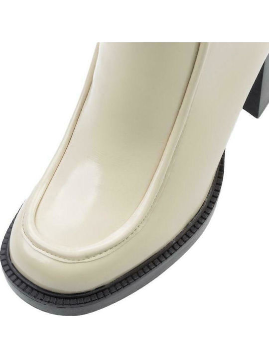 Leder Stiefeletten Damen Beige