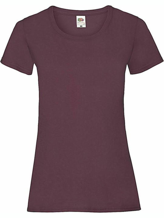 Fruit of the Loom Valueweight Γυναικείο Διαφημιστικό T-shirt Κοντομάνικο Burgundy