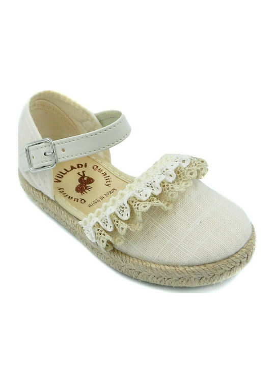 Kids Espradrilles with Adjustable Metal Clasp Beige