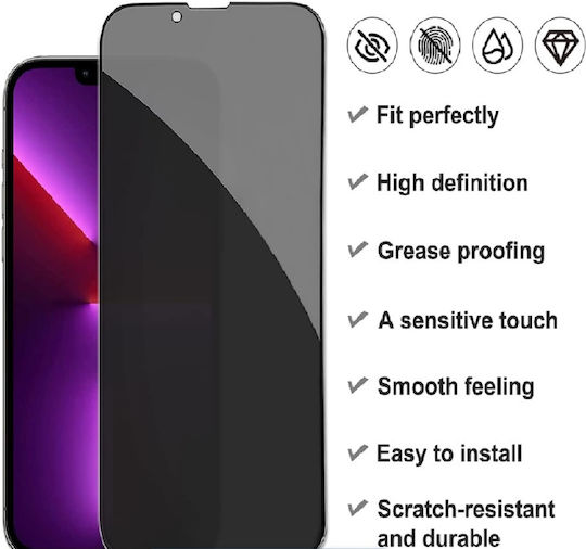 Privacy Full Face Tempered Glass Μαύρο (iPhone 13 Pro Max)