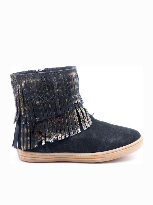 Alegria Kids Suede Boots with Zipper Black