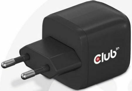 Club3D Φορτιστής Χωρίς Καλώδιο GaN με 2 Θύρες USB-C 45W Power Delivery Μαύρος (PPS)