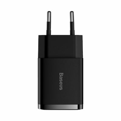 Baseus Încărcător Fără Cablu cu 2 Porturi USB-A 10.5W Negruς (Compact)