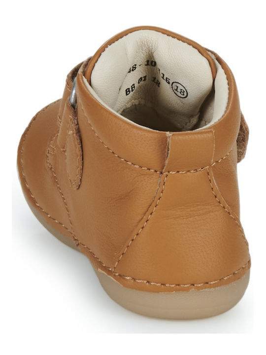 Sabio Anatomical Leather Kids Boots with Velcro Tabac Brown