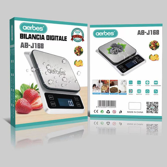 Aerbes Aerbes AB-J168 Ψηφιακή Ζυγαριά Κουζίνας έως 10kg Ασημί