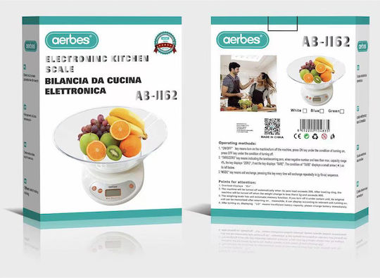Aerbes Aerbes AB-J162 Ψηφιακή Ζυγαριά Κουζίνας με Κάδο έως 5kg Λευκή