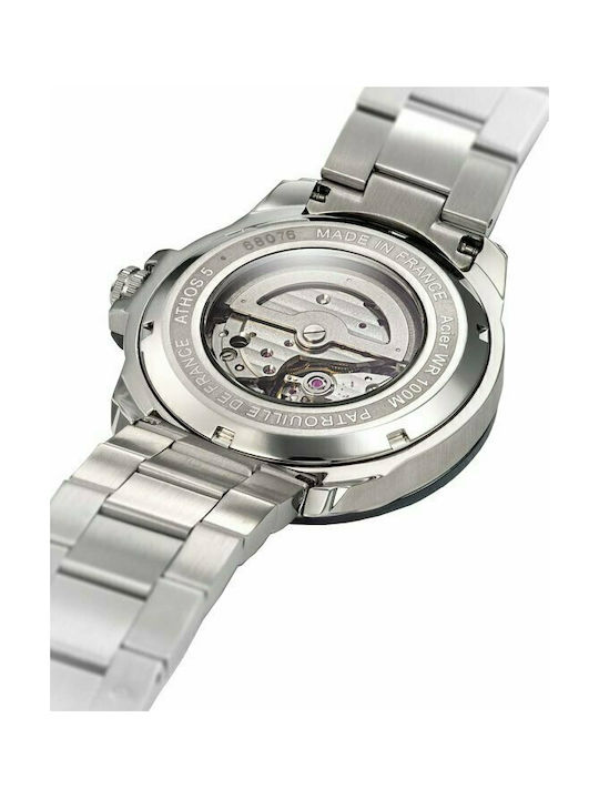 Patrouille De France Athos 5 Men's Watch 44mm Automatic with Silver Stainless Steel Bracelet Patrouille De France Athos 5 Men's Watch 44mm Automatic with Silver Stainless Steel Bracelet