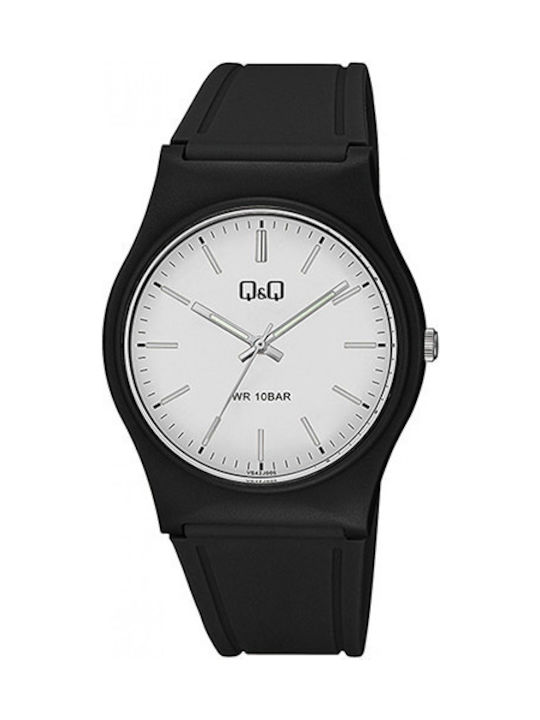 Q&Q Herrenuhr 40mm Batterie mit Schwarz Kautschukarmband