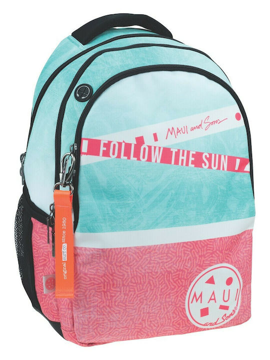 Maui & Sons Pastel School Bag Backpack Elementary, Elementary Multicolour with Water Bottle Holder 27Liters