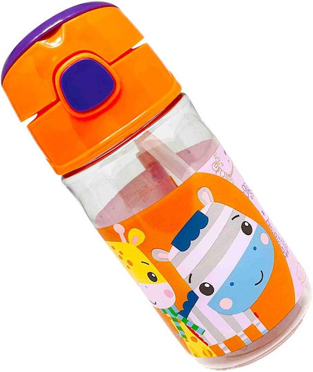 Fisher Price Giraffe Kids Water Bottle Plastic with Straw Orange 350ml