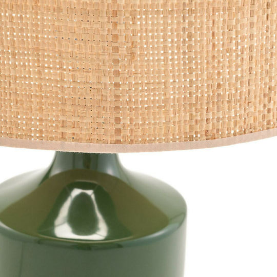 La Redoute Interieurs Keramik Tischlampe für Fassung E27 mit Beige Schirm und Grün Basis