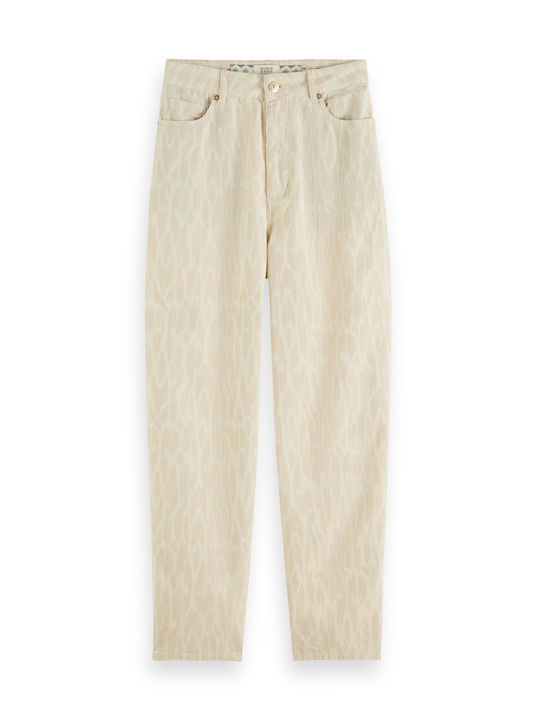 Scotch & Soda Women's High-waisted Fabric Trousers in Regular Fit Beige