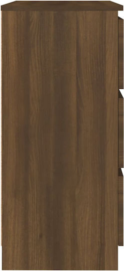 Wooden Chest of Drawers with 3 Drawers Coffee 60x35x76cm