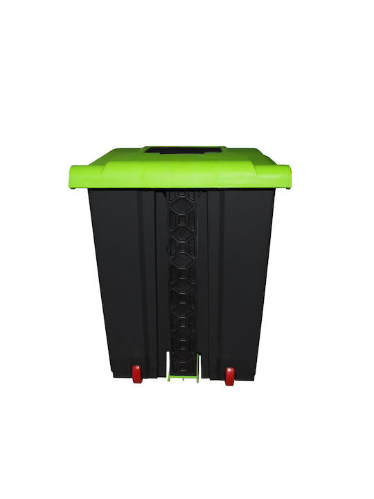Coș de Gunoi Din Plastic Cu Pedală Negru - Verde 50lt