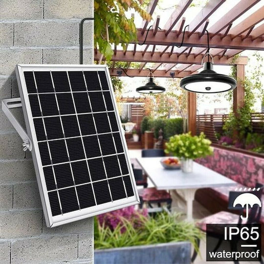GDPLUS Σετ 2 Κρεμαστά Ηλιακά Φωτιστικά Δρόμου 12W 1000lm Θερμό Λευκό με Αισθητήρα Κίνησης IP65