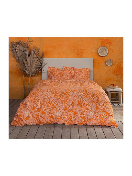 Nima Sheet Sets King Size with Elastic 180x200+30cm. Arbust Deep Orange 4pcs