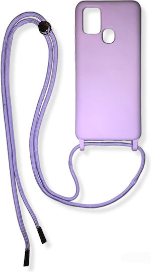 Sonique Carryhang Liquid Strap Back Cover Silicone 0.5mm with Strap Lilac (Galaxy A21s)