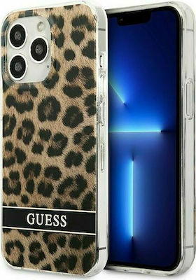 Guess Leopard Electro Stripe Plastic Back Cover Brown (iPhone 13 Pro)