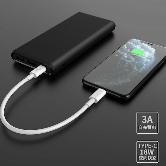 Dudao K12PQ Power Bank 10000mAh με 2 Θύρες USB-A και Θύρα USB-C Power Delivery / Quick Charge 3.0 Μαύρο
