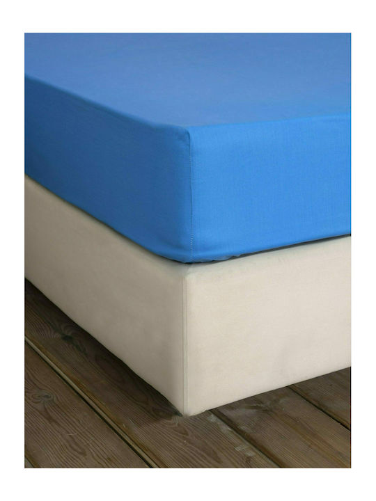 Nima Sheet King Size with Elastic 180x200+32cm. Unicolors Sea Blue