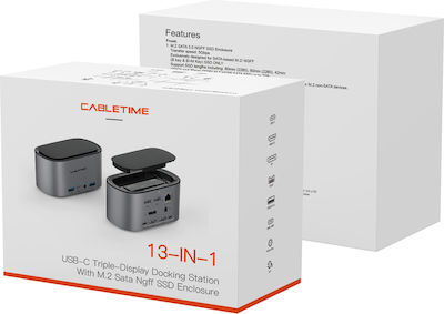 Cabletime CB11G Docking Station Σκληρών Δίσκων SATA M.2(2280)" με σύνδεση USB 3.0 / USB-C (CT-DOCK131-AG2)