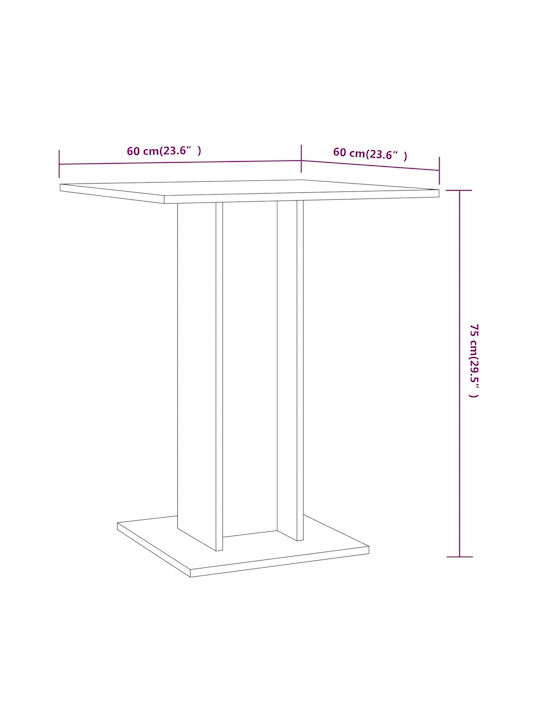 Bistro Table Kitchen Wooden Gray 60x60x75cm