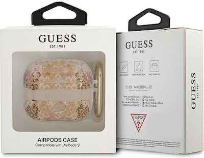 Guess Paisley Strap Silicone Case with Keychain Gold for Apple AirPods 3