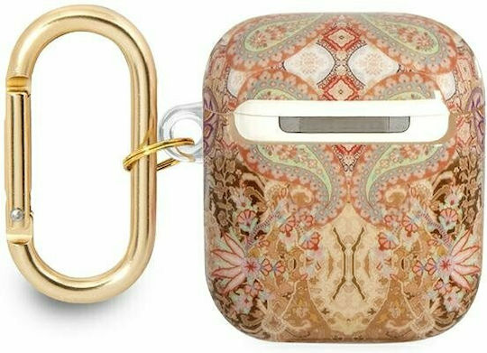 Guess Paisley Strap Case Silicone with Hook in Gold color for Apple AirPods 1 / AirPods 2