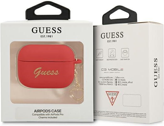Guess Charm Θήκη Σιλικόνης σε Κόκκινο χρώμα για Apple AirPods 3