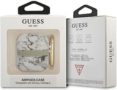 Guess Marble Strap Husă Silicon cu cârlig în culoarea Gri pentru Apple AirPods 1 / AirPods 2