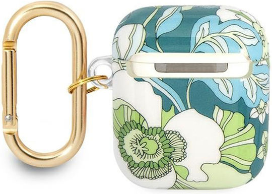 Guess Flower Strap Θήκη Σιλικόνης με Γάντζο σε Πράσινο χρώμα για Apple AirPods