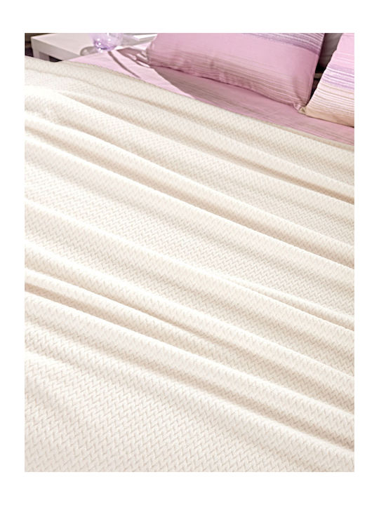 Guy Laroche Rombus Κουβέρτα Fleece Μονή 160x220εκ. Ecru