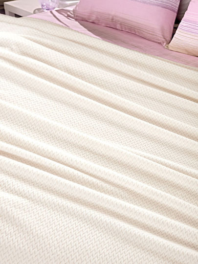 Guy Laroche Rombus Fleece Blanket Single 160x220cm Ecru