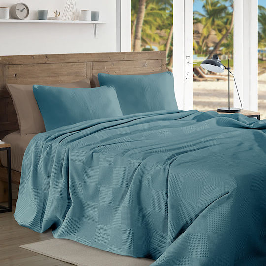 Lino Home Farbe Kube Piqué Einzeln 170x240cm Petrol
