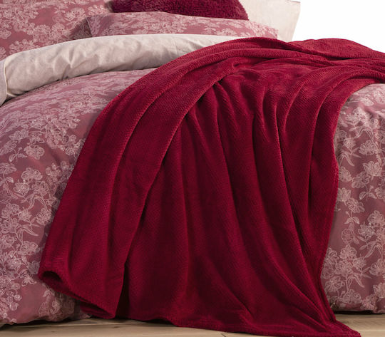 Nef-Nef Homeware Record Κουβέρτα Fleece Υπέρδιπλη 240x220εκ. Bordo