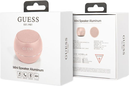 Guess Ηχείο Bluetooth 3W με Διάρκεια Μπαταρίας έως 4 ώρες Ροζ GUWSALGEP
