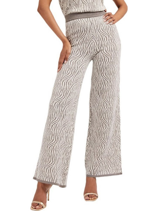 Women's Fabric Trousers in Regular Fit Leopard Gray