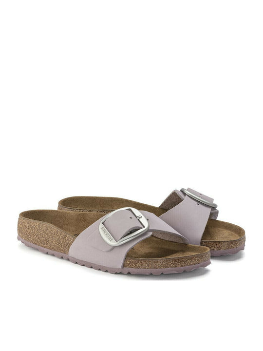 Madrid Leather Women's Flat Sandals Anatomic in Purple Color Narrow Fit