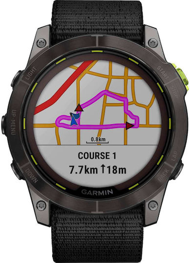 Garmin Enduro 2 Solar Titanium 51mm Αδιάβροχο Smartwatch με Παλμογράφο (Grey DLC Titanium with UltraFit Nylon Strap)