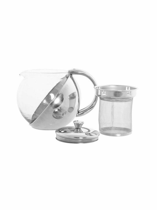 DKD Home Decor Teapot with Filter Stainless Steel in Silver Color 500ml