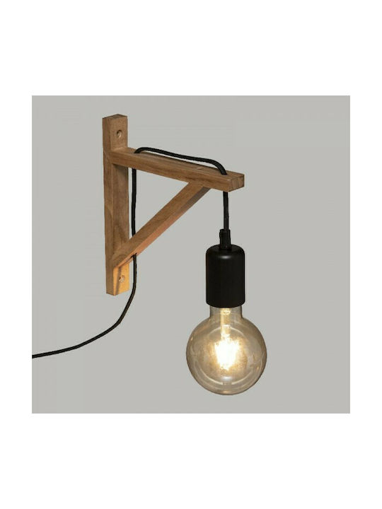 Pakketo PWL-1111 Classic Lamp Wall Socket with Socket E27 Brown 19x19x3cm