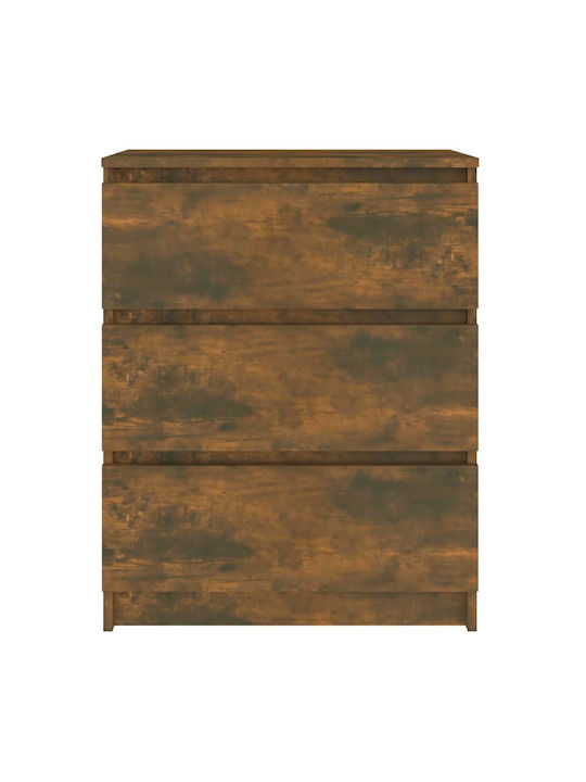 Wooden Chest of Drawers with 3 Drawers Smoked Oak 60x33.5x76cm
