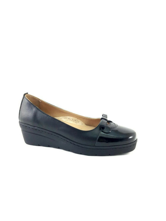 Ovvio Leder Pumps mit flachem Absatz Schwarz